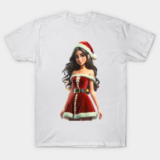 Woman dressed in santa T-Shirt